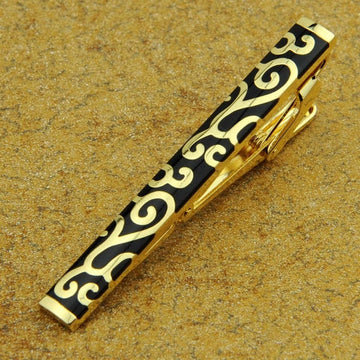 Mens_Stainless_Steel_Gold_and_Black_Necktie_Bar_Clip_outfits_for_Men-unique regalia